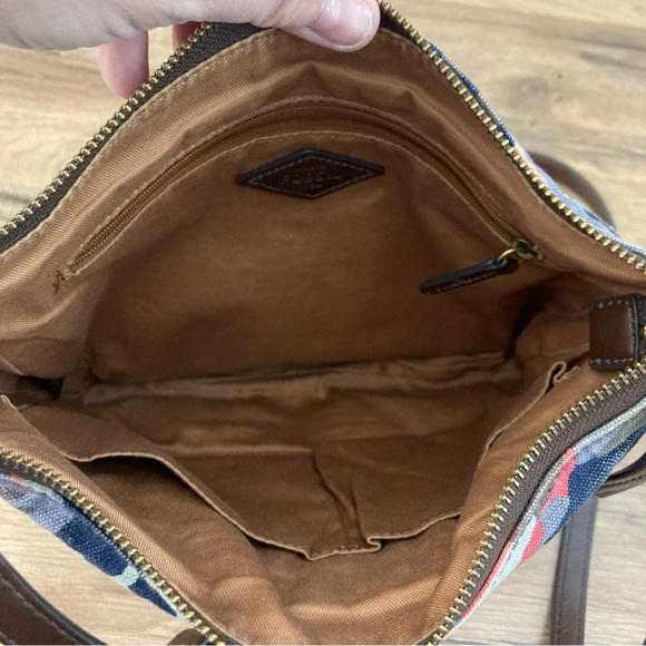 Fossil Jenna Floral Crossbody Canvas Leather Bag Blue Multicolor - Picture 6 of 14